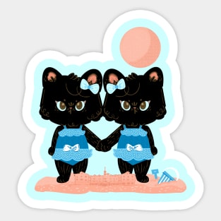 Twin Kitty Summer Sticker
